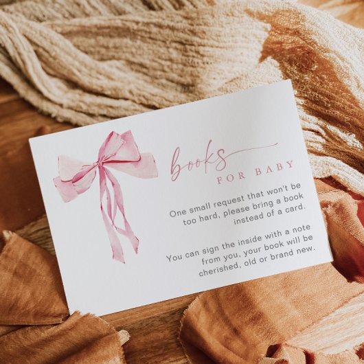 Roze Bow Boeken voor Baby Insert Kaart Blush Girl