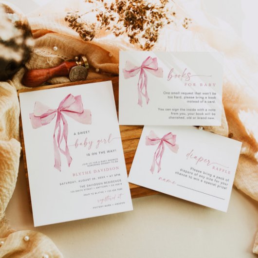 Roze Bow Boeken voor Baby Insert Kaart Blush Girl