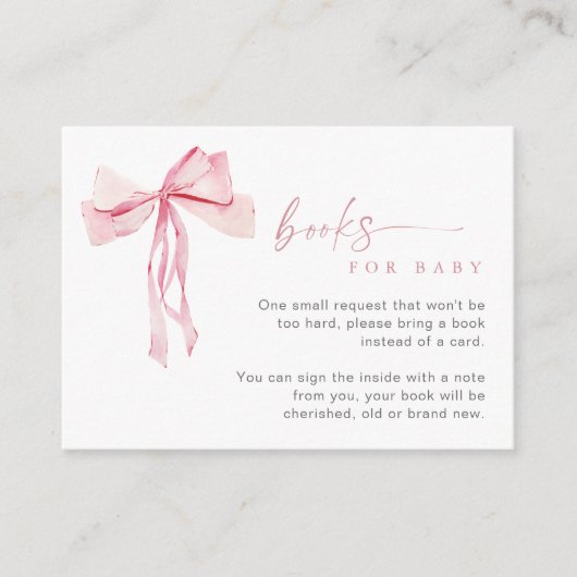 Roze Bow Boeken voor Baby Insert Kaart Blush Girl (Voorkant)