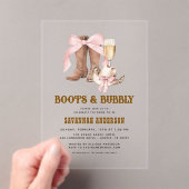 Roze Bow Boots & Bubble Western Vrijgezellenfeest Acryl Uitnodigingen (Insitu (Draagbaar))