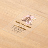 Roze Bow Boots & Bubble Western Vrijgezellenfeest Acryl Uitnodigingen (Laagn)