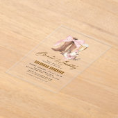 Roze Bow Boots & Bubble Western Vrijgezellenfeest Acryl Uitnodigingen (Laagn)