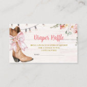 Roze Bow Boots Luier Raffle Kaart (Voorkant)