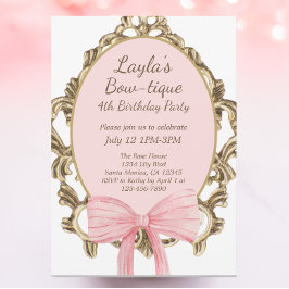 -roze Bow Boutique Princess Birthday Party Kaart