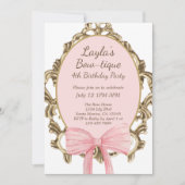-roze Bow Boutique Princess Birthday Party Kaart (Voorkant)
