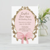 -roze Bow Boutique Princess Birthday Party Kaart (Staand voorkant)