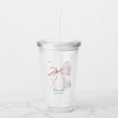 Roze Bow Bruidsmeisje Gift Acryl Drinkbeker (Voorkant)