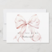 Roze Bow Bruidsmeisje voorstel Kaart (Voorkant)