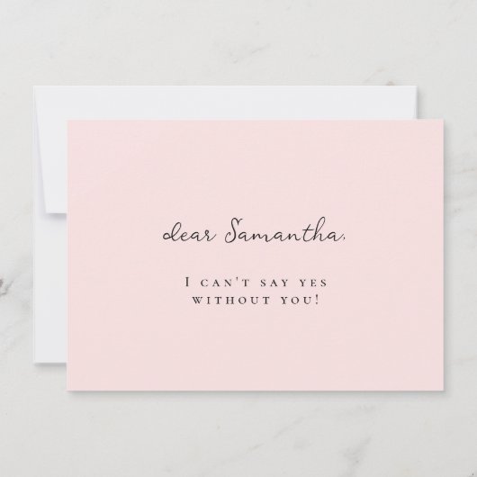 Roze Bow Bruidsmeisje voorstel Kaart (Achterkant)