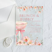 Roze Bow Brunch en Bubbly Champagne Vrijgezellenfe Acryl Uitnodigingen