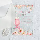 Roze Bow Brunch en Bubbly Champagne Vrijgezellenfe Acryl Uitnodigingen