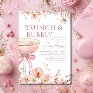 Roze Bow Brunch en Bubbly Champagne Vrijgezellenfe Kaart