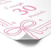 Roze Bow Cake 1e Verjaardag Mijlpaal Teken Poster (Hoek)