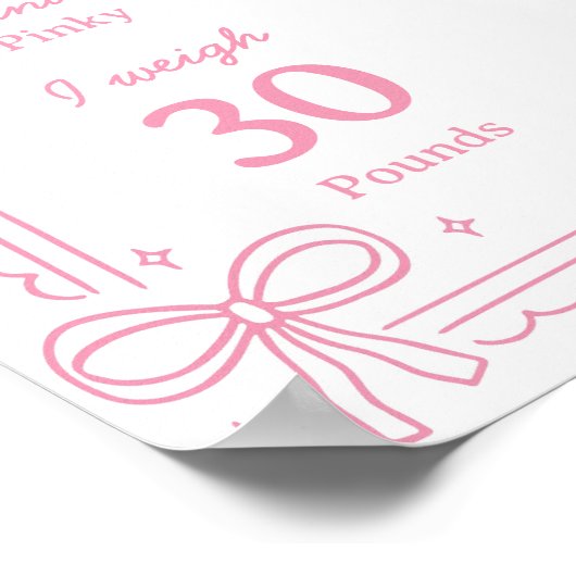 Roze Bow Cake 1e Verjaardag Mijlpaal Teken Poster (Hoek)