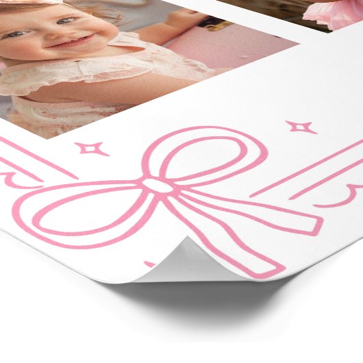 Roze Bow Cake Eerste jaar Foto Milestone Poster (Hoek)