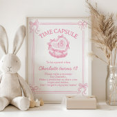 Roze Bow Cake Verjaardag Party Time Capsule Sign Poster