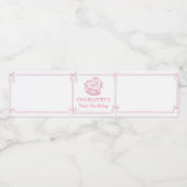 Roze Bow Cake Verjaardag Water Fles Label Waterfles Etiket (Enkel label)