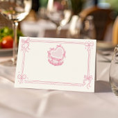 Roze Bow Cake Verjaardagsfeest Eten Tent Place Car Plaatskaartje