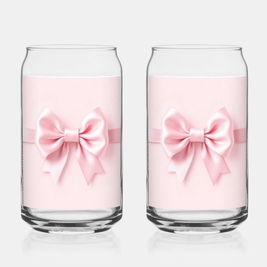 Roze Bow Can Glass Pair Blikvorm Glas (Voorkant)