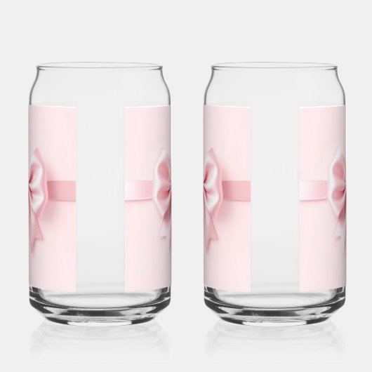 Roze Bow Can Glass Pair Blikvorm Glas (Links)