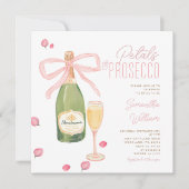 Roze Bow Champagne Brunch Vrijgezellenfeest Uitnod Kaart (Voorkant)