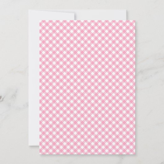 Roze Bow Cherry op Top Baby shower Gingham Kaart (Achterkant)