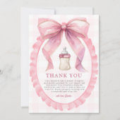 Roze Bow Chic Coquette Meisje Baby shower Bedankkaart (Voorkant)