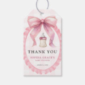 Roze Bow Chic Coquette Meisje Baby shower Cadeaulabel (Voorkant)