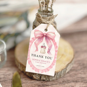 Roze Bow Chic Coquette Meisje Baby shower Cadeaulabel