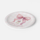 Roze Bow Chic Coquette Meisje Baby shower Papieren Bordje (Gekanteld)