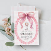 Roze Bow Chic Coquette Vrijgezellenfeest Kaart