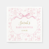 Roze Bow Chinoiserie Baby shower Meisje Servet (Voorkant)