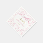 Roze Bow Chinoiserie Baby shower Meisje Servet (Hoek)