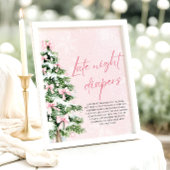 Roze Bow Christmas Baby shower Late Night Luiers Poster