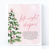 Roze Bow Christmas Baby shower Late Night Luiers Poster