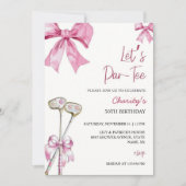 Roze Bow & Club Golf Verjaardag Uitnodiging Let's  (Voorkant)