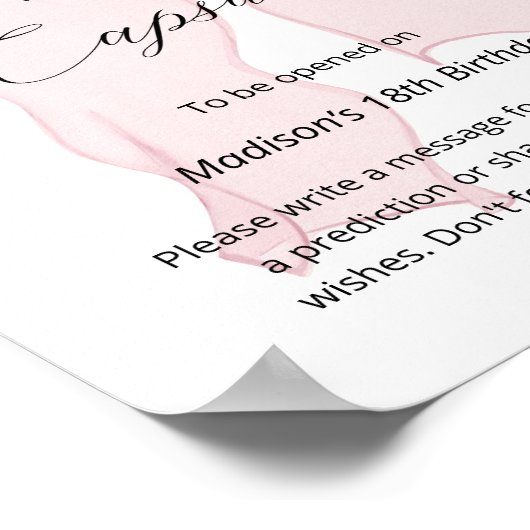 Roze Bow Coquette 1e verjaardag Time Capsule Poster (Hoek)