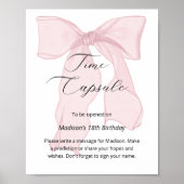 Roze Bow Coquette 1e verjaardag Time Capsule Poster (Voorkant)