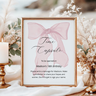 Roze Bow Coquette 1e verjaardag Time Capsule Poster