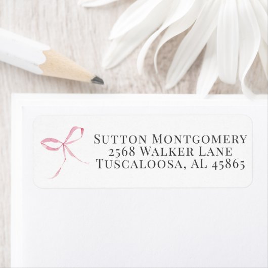 Roze Bow Coquette Adres Etiket (Insitu)