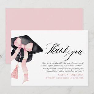 Roze Bow Coquette Afstudeerdop Dank u kaarten