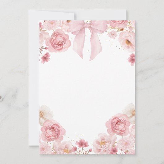 Roze Bow Coquette Baby Carriage Baby shower Kaart (Achterkant)