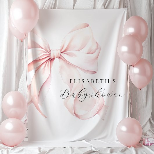 Roze Bow Coquette Baby shower Achtergrond Wandkleed