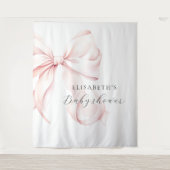 Roze Bow Coquette Baby shower Achtergrond Wandkleed (Voorkant)