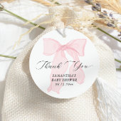 Roze Bow Coquette Baby shower Bedankjes Labels