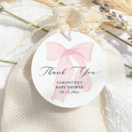 Roze Bow Coquette Baby shower Bedankjes Labels