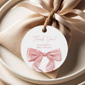 Roze Bow Coquette Baby shower Bedankjes Labels