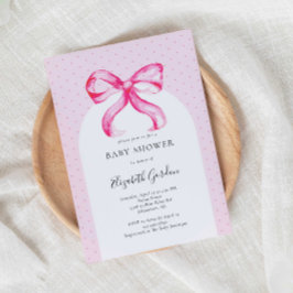 Roze Bow Coquette Baby shower Elegant Kaart