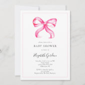 Roze Bow Coquette Baby shower Elegant Minimaal Kaart (Voorkant)