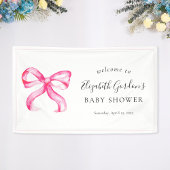 Roze Bow Coquette Baby shower Elegant Minimaal Spandoek